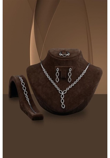 Mekik 925 Ayar Gümüş Su Yolu Set Işıklı Kutuda Düğün Nişan Söz Gelin Seti Takımı