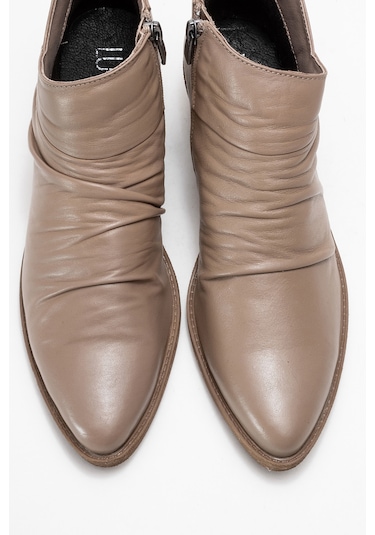 Rule Taş Hakiki Deri Kadın Kalın Topuklu Bot Taş Rengi Taş