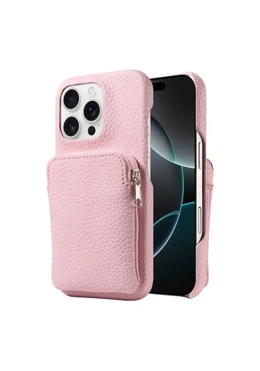 Hightower Galaxy A06 Pembe Yapay Deri Fermuarlı Cüzdanlı Anti Düşme Kılıf