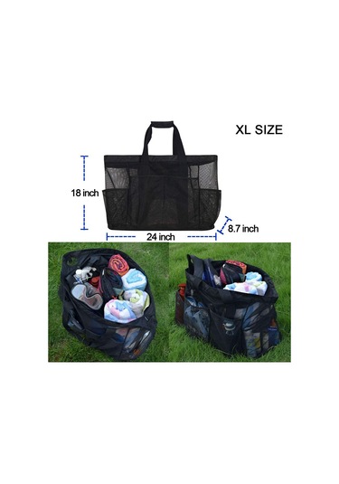 Suofeng Siyah Plaj Çantası 70x18x45 Cm - Fermuarlı Cep İle Oyuncak Ve Eşya Saklama Çantası - Dayanıklı Malzeme Diğer