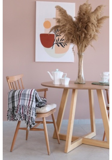 BAMBU -ÇAM  Renk  Yuvarlak Yemek Masası, Modern BAMBU MDF  Yemek