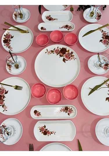 Pink Rose Model 6 Kişilik 23 Parça Kahvaltı Takımı Pembe