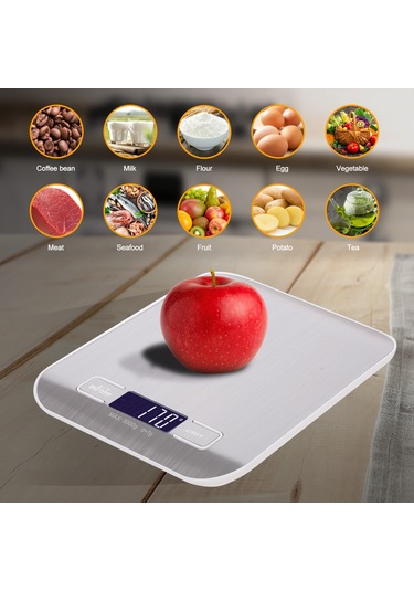 Reedark Dijital Mutfak Terazisi - 5kg Hassas Ölçüm, Şarj Edilebilir, Paslanmaz Çelik Çok Renkli