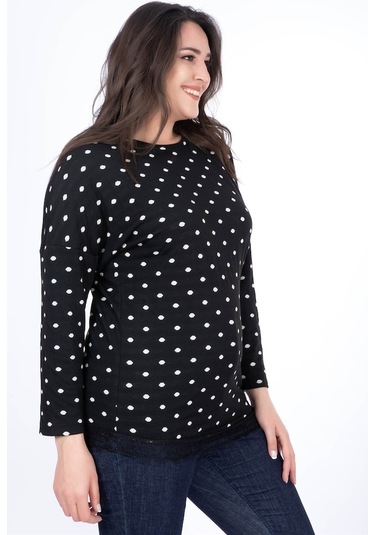 Eteği Dantelli Penye Tişört (532254192)