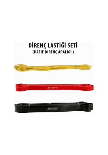 Powerband Direnç Lastiği ve Egzersiz Bandı Hafif Direnç Seti 3 Adet