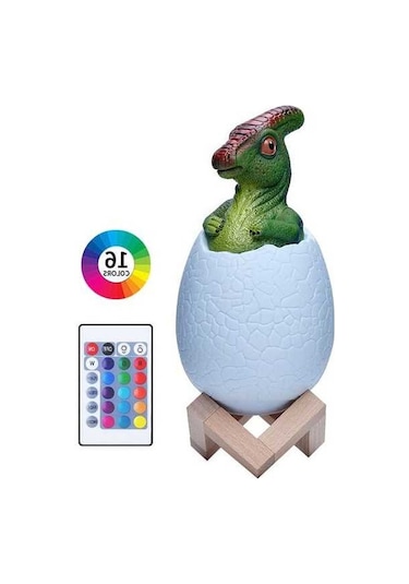 Moly Parasaurolophus 3d Led Gece Lambası, 16 Renkli Kumandalı, Akıllı Ev Dekorasyonu, Şarj Edilebilir, Pvc Malzeme Diğer