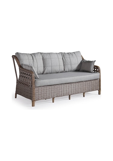 Ronda Sütlü Kahve 3+1+1+masa+2puf Rattan Bahçe Balkon Mobilyası Kahverengi - Kahverengi