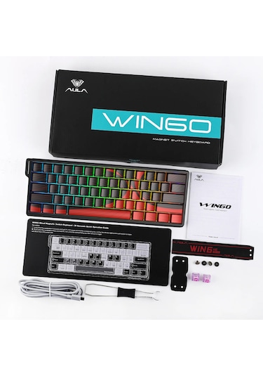 Aula Win60 He Max Manyetik Klavye Rapid Trigger Wing Chun Switch 8000hz Rgb Tkl Hot Swap Oyuncu Klavyesi Kırmızı