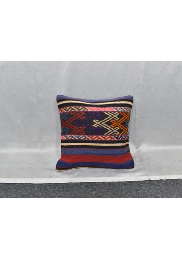 Zehra Abla Halı Yeni El Dokuma Dekoratif Kilim Kırlent Yastık Kılıfı 6466 Çok Renkli