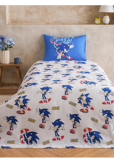 Karışık Sonic Baskılı Tek Kişilik Çocuk Pike Seti Çok Renkli