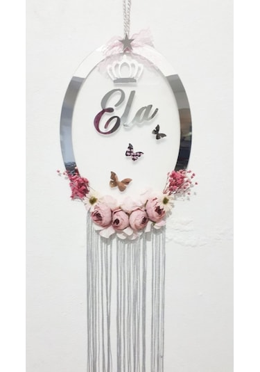 Şeffaf Pleksi Üzeri İsimli Bebek Odası Kapı Süsü Çok Renkli