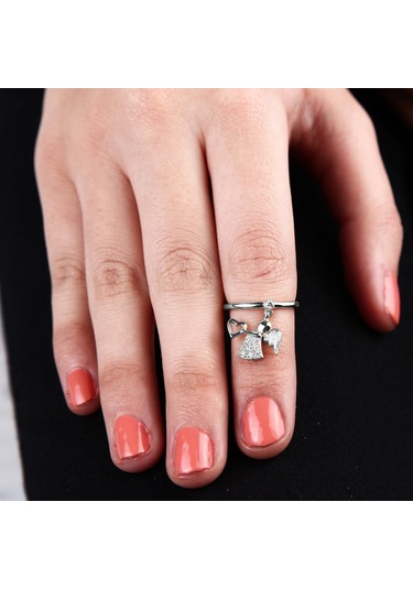 Kuyumcudukkani Elişi Melek Sallantılı Yüzük-10222-w-w Beyaz