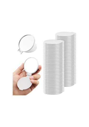 Willowhaven 10 Adet Beyaz Makyaj Aynası, Taşınabilir Yuvarlak Kompakt Çerçeveli Seyahat Aynası Beyaz