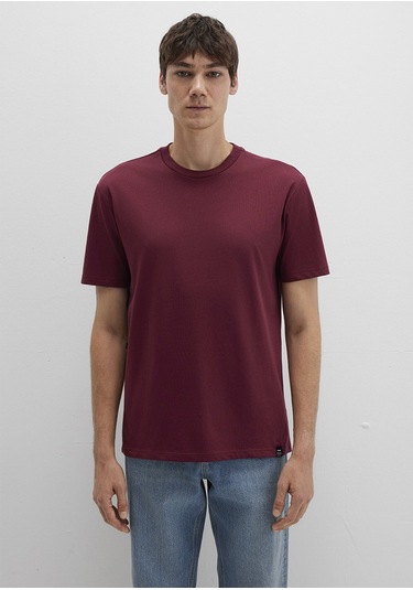 Mavi - Etiket Detaylı Bordo Basic Tişört 0611824-70394 Bordo