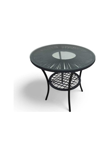 Papatya İp Örgü Alüminyum 4 Lü Masa Takımı Antrasit