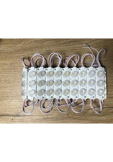 12 Volt 3 Lü 3 Watt Geniş Lensli 3030 Modül Led 10 Adet Gün Işığı