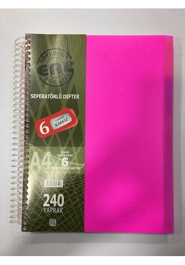 Bölmeli defter 6 bölmeli kareli 240 yaprak