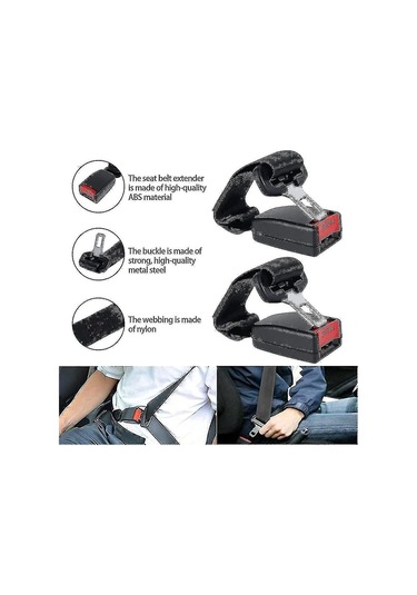 Geeksen Emniyet Kemerleri 2 Paket Evrensel Araba Emniyet Kemeri Uzatıcısı Ayarlanabilir Emniyet Kemeri Uzatma Kayışı 23cm