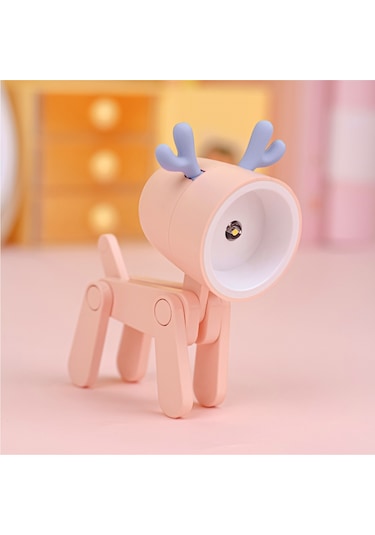 Yystore Gece Lambası Mini Masa Lambası Ktx-964156 Karikatür Evcil Hayvan Şekli Pembe