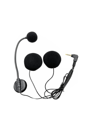 Motosiklet Yarım Kask İnterkom Kulaklık Mikrofon Siyah