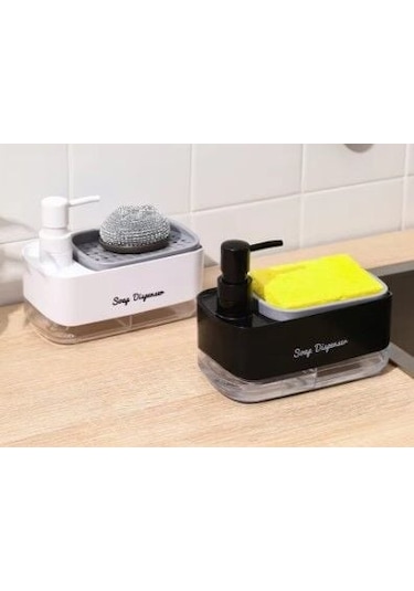 Çift Hazneli Sıvı Sabunluk Ve Süngerlik Hazneli