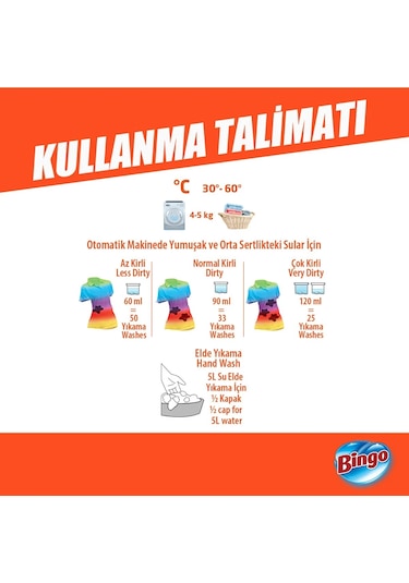Bingo Arındırıcı Etki Giysi Şampuanı 6 x 3 L