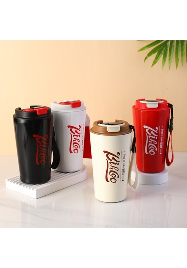 Yunboo Beyaz Akıllı Sıcaklık Ölçer Çelik Termos Bardak, 510ml, Ofis Ve Araçta Kullanım, Isı Saklama, Konforlu Günlük Kullanım Beyaz