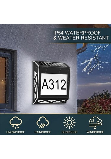 Agoodshop Su Geçirmez Sokak Işareti Güneş Enerjili Dijital Ev Işığı Numara Duvar Işığı Adres Işa