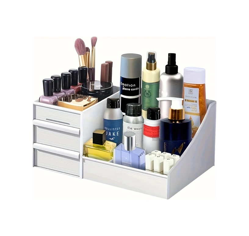 Cordial Çekmeceli Çok Amaçlı Beyaz Makyaj Organizatörü - Duvara Monte Kozmetik Saklama Beyaz