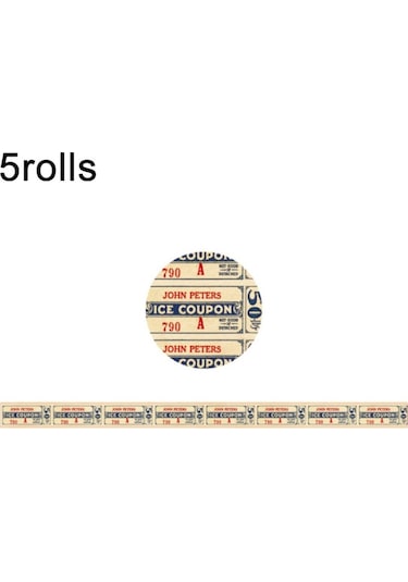 Dergi Scrapbooking Günlüğü Planlamacıları İçin 5rolls Retro Washi Bant, Renk: Kupon, Boyut:kupon Diğer