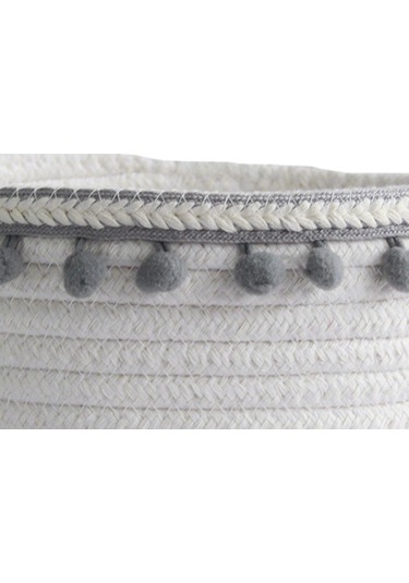 Suntek Güzel Yumuşak Depolama Sepeti Dokuma Pamuk İpliği Yün Gri Peluş Top Gri