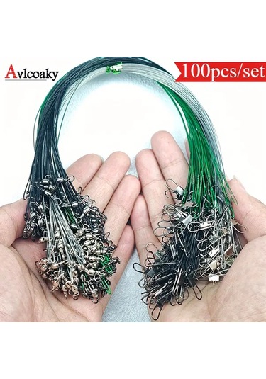 Techbloom Avlcoaky 100 Adet Paslanmaz Celik Green 5 91inch Olta Misina Hatti Swivel Ve Snap