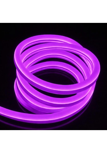 Neon Şerit Led 220 Volt Esnek Silikonlu Aydınlatma + Fiş Dahil 9mt-mor