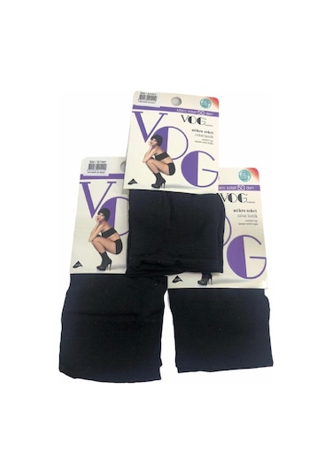Vog 3'lü Orta Kalın Micro Fiber Siyah Soket Çorap - Siyah