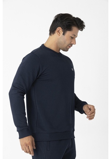 Erkek Pamuklu Kışlık Spor Sweatshirt Lacivert