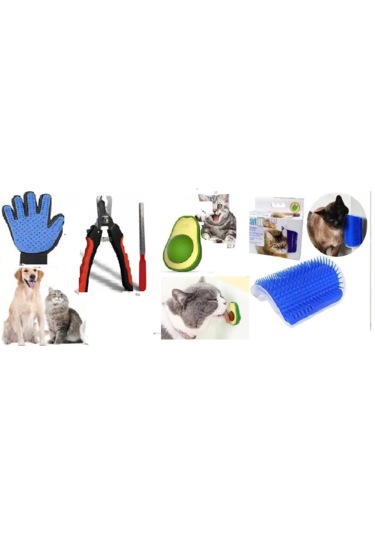 Kedi Bakım Seti Avokado Kedi Yalama Oyuncağı + Tırnak Makası + Tüy Dökücü Eldiven