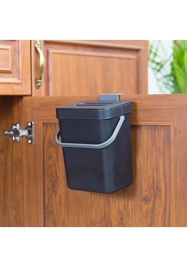 Suntek Magideal  Modern Atık Çöp Kutusu Duvara Monte Ofis Siyah-5l-orta Siyah