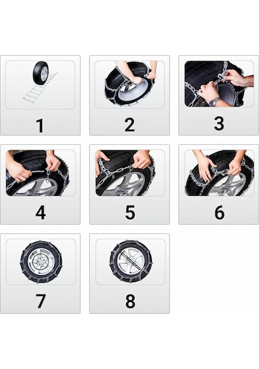 Oto Lastik Kar Zinciri 185/60/r14 Merdiven Tipi Mahmuzlu Serme Suv Minibüs 10 CM