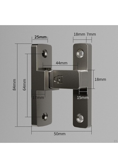 Jokmae Gri 90 Derece Kapı Mandalı - Metal Koruyucu, Katlanır 5x8.4cm
