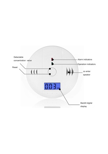 Kosona Ev İçin Karbon Monoksit Alarmı - Co Sızıntı Tespit Cihazı, 85db Alarm, Lcd Ekran, Akıllı Güvenlik Koruma
