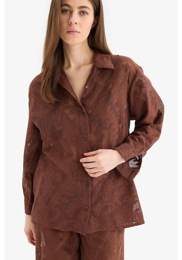 DeFacto Regular Fit Dantel Detaylı Plaj Gömleği-Fall in Love D9768AX25SMBN319