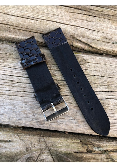 22 Mm Deri Dsiyah Desenli Kordon