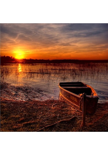 Gün Batımında Yelkenliler Doğal Taş Bardak Altlığı 4'lü Set - Natural Stone Coasters - Taş Çok Renkli