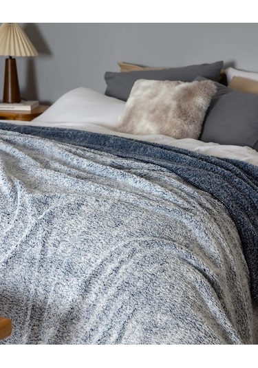Madame Coco Nord Çift Kişilik Sherpa Battaniye İndigo Indigo