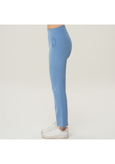 Deryam Tekstil Boru Paça Kadın Pantolon Mavi