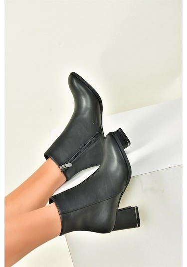 Siyah Kalın Topuklu Kadın Bot N282921909