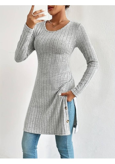 Leyla Sanat Sanata Yeni Bir Bakış Açısı Kadın Uzun Kollu Yuvarlak Yaka Yandan Yırtmaçlı Düğmeli Şardonlu Kaşkorse Bluz Gri Leyla Sanat Sanata Yeni Bir Bakış Açısı Kadın Uzun Kollu Yuvarlak Yaka Yandan Yırtmaçlı Düğmeli Şardonlu Kaşkorse Bluz Gri