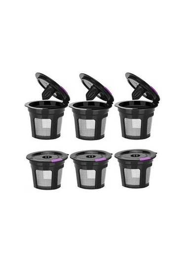 Fastbuy Kahve Kapsülü Filtre, Yeniden Kullanılabilir, 51x46mm Siyah, 6'lı Set, Modern Tasarım, Kafe Dükkanları İçin Siyah