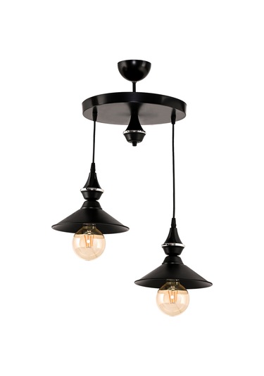 Dede İkili Pera Sarkıt Avize Japon Şapka Siyah2