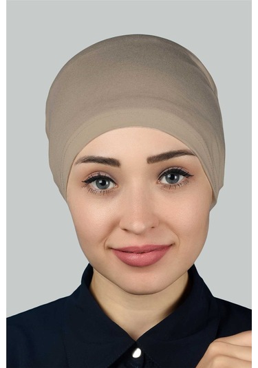 Altobeh Hazır Pratik Geçmeli Lastikli Tesettür Bone - Açık Vizon